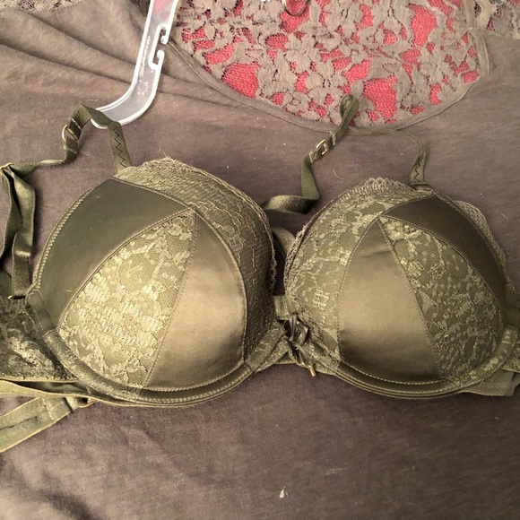 Victoria Secret 38B rare olive green push up bra great double back strap - Picture 10 of 14